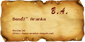 Benő Aranka névjegykártya