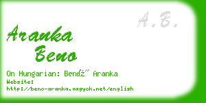 aranka beno business card